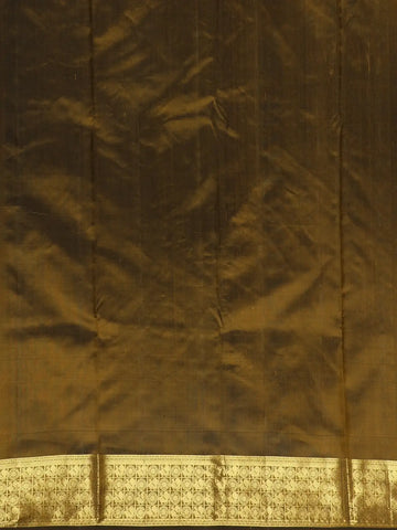 Antique Gold Woven Floral Design Zari Border Silk Saree - Diadem