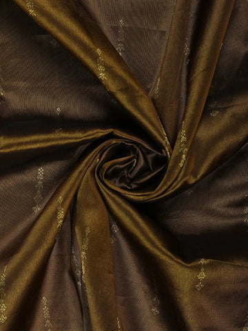 Antique Gold Woven Floral Design Zari Border Silk Saree - Diadem