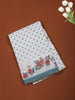Off White and Aqua Blue Butta Printed Design Cotton Fancy Saree