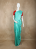Aqua Blue Butta Woven Design Pure Kanchipuram Silk Saree with Contrast Red Blouse