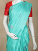 Aqua Blue Butta Woven Design Pure Kanchipuram Silk Saree with Contrast Red Blouse
