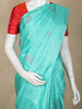 Aqua Blue Butta Woven Design Pure Kanchipuram Silk Saree with Contrast Red Blouse