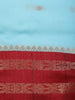 Aqua Blue Butta Woven Design Soft Silk Fancy Wear Saree with Contrast Zari Border