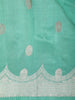 Aqua Blue Butta Zari Woven Design Pure Banarasi Saree with Silver Zari Border
