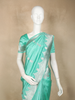 Aqua Blue Butta Zari Woven Design Pure Banarasi Saree with Silver Zari Border