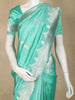 Aqua Blue Butta Zari Woven Design Pure Banarasi Saree with Silver Zari Border