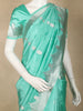 Aqua Blue Butta Zari Woven Design Pure Banarasi Saree with Silver Zari Border