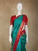 Aqua Blue Butta Zari Woven Design Pure Kanchipuram Silk Saree with Contrast Border