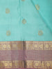 Aqua Blue Butta Zari Woven Design Pure Kanchipuram Silk Saree with Contrast Zari Border