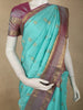 Aqua Blue Butta Zari Woven Design Pure Kanchipuram Silk Saree with Contrast Zari Border