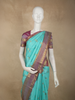 Aqua Blue Butta Zari Woven Design Pure Kanchipuram Silk Saree with Contrast Zari Border
