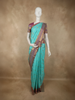 Aqua Blue Butta Zari Woven Design Pure Kanchipuram Silk Saree with Contrast Zari Border