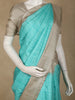 Aqua Blue Checked Design Pure Kanchipuram Silk Saree with Gold Zari Border