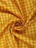 Mustard Yellow Checked Woven Design Pure Kanchipuram Silk Saree with Contrast Paisley Border