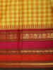 Mustard Yellow Checked Woven Design Pure Kanchipuram Silk Saree with Contrast Paisley Border