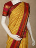 Mustard Yellow Checked Woven Design Pure Kanchipuram Silk Saree with Contrast Paisley Border