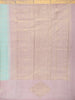 Aqua Blue Checked Woven Pure Kanchipuram Silk Saree with Contrast Border