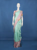 Aqua Blue Checked Woven Pure Kanchipuram Silk Saree with Contrast Border