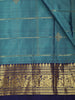 Aqua Blue Checked Zari Woven Design Pure Kanchipuram Silk Saree with Contrast Zari Border