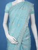 Aqua Blue Embroidered Sequin Organza Saree - Diadem