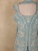 Aqua Blue Floral Beads Embroidered Design Georgette Skirt Top with Choker Dupatta
