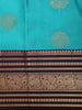 Aqua Blue Floral Butta Woven Design Pure Kanchipuram Silk Saree with Contrast Zari Border