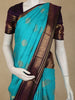 Aqua Blue Floral Butta Woven Design Pure Kanchipuram Silk Saree with Contrast Zari Border