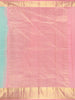Aqua Blue Floral Butta Woven Pure Kanchipuram Silk Saree with Contrast Pink Zari Border