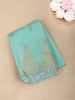 Aqua Blue Floral Butta Zari Woven Design Tissue Designer Saree with Temple Border