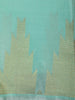 Aqua Blue Floral Butta Zari Woven Design Tissue Designer Saree with Temple Border