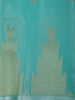 Aqua Blue Floral Butta Zari Woven Design Tissue Designer Saree with Temple Border