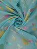 Aqua Blue Floral Designed Art Silk Saree