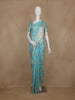 Aqua Blue Floral Designed Art Silk Saree