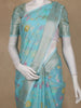 Aqua Blue Floral Designed Art Silk Saree
