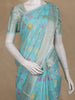 Aqua Blue Floral Designed Art Silk Saree