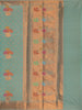 Aqua Blue Floral Designed Art Silk Saree Zari Border