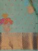 Aqua Blue Floral Designed Art Silk Saree Zari Border