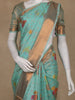 Aqua Blue Floral Designed Art Silk Saree Zari Border