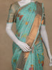 Aqua Blue Floral Designed Art Silk Saree Zari Border