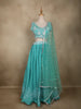 Aqua Blue Floral Embroidered Design Chiffon Lehenga