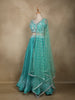 Aqua Blue Floral Embroidered Design Chiffon Lehenga