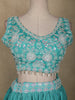 Aqua Blue Floral Embroidered Design Chiffon Lehenga