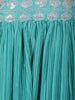 Aqua Blue Floral Embroidered Design Chiffon Lehenga