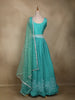 Aqua Blue Floral Embroidered Design Chiffon Lehenga