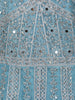 Aqua Blue Floral Embroidered Design Net Gown