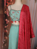 Aqua Blue Floral Embroidered Georgette Palazzo Suit