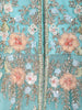 Aqua Blue Floral Embroidered Long Type Over Coat Net Lehenga