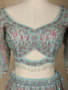 Aqua Blue Floral Embroidered Net Lehenga for Brides - Diadem