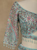 Aqua Blue Floral Embroidered Net Lehenga for Brides - Diadem