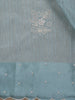 Aqua Blue Floral Embroidered Raw Silk Saree